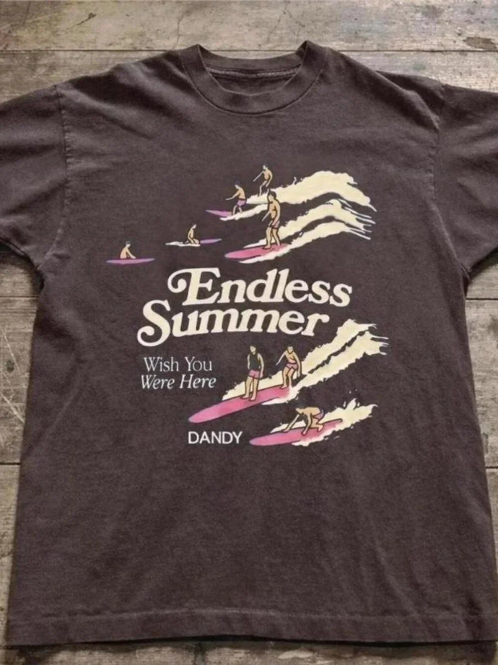 Dark chocolate 90s Endless Summer Surfing T-Shirt
